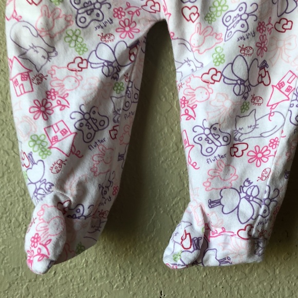 Girls Pajamas Y2K Bundle Set Of 2 Long Sleeve Footed Baby Sleepers 0-3 Months - Picture 9 of 12